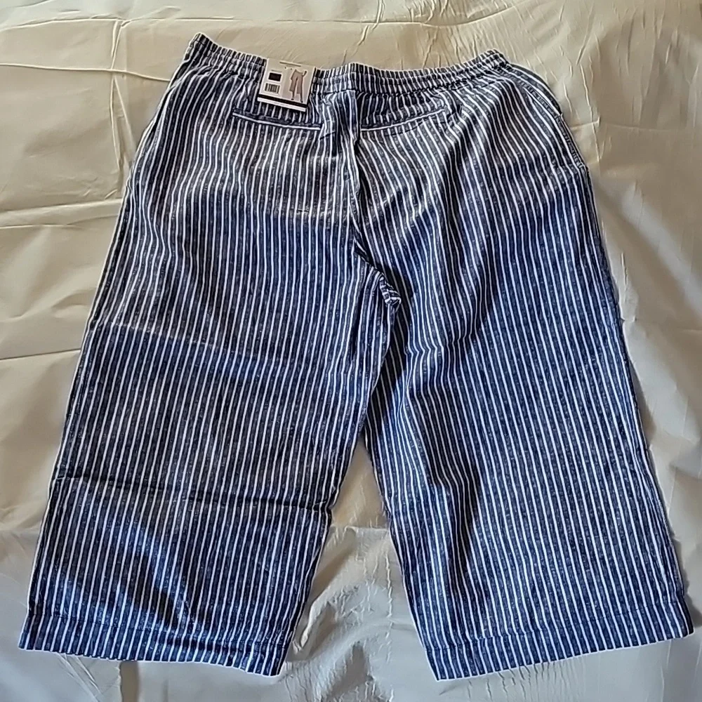 BeachLunchLounge Cropped Linen Striped Pants Size XXL - Picture 13 of 15